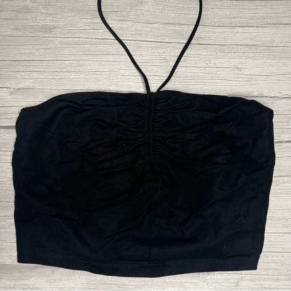 Zara Tops - Black Zara Cropped Halter Black Linen Top